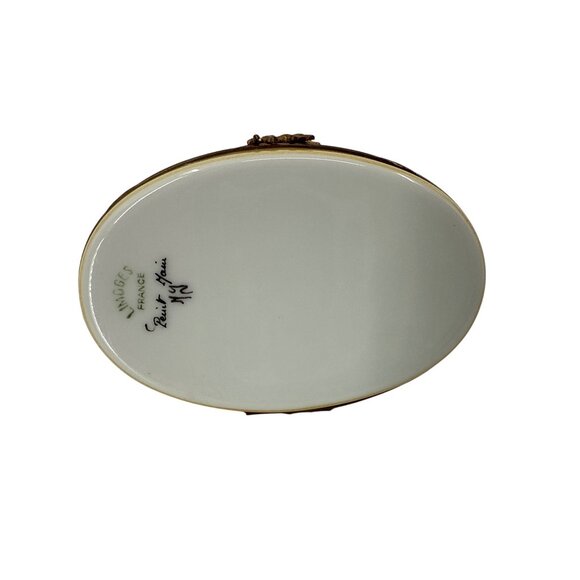 Limoges‎ Peint Main Ceramic Dog Trinket Box Bronze Hinges Decorative Details - Picture 8 of 10